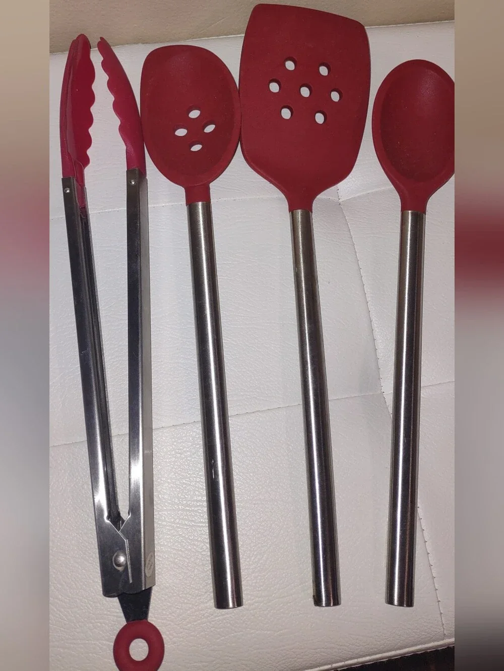 Red Chef Spoon Holder Oven Mitts Kitchenware Bundle